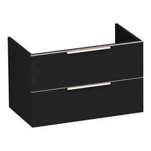 Saniclass EVO WastafelOnderkast - 80x46x50cm - 2 softclose lades - standaard greep - 1 sifonuitsparing - MDF - mat zwart 1472