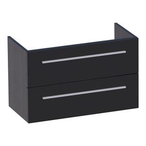 Saniclass EX Small WastafelOnderkast - 80x39x50cm - 2 softclose lades - zonder greep - 1 sifonuitsparing - MFC - black wood 10652