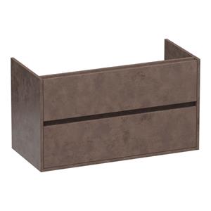 Saniclass Nexxt Wastafelonderkast - 100x46x55cm - 2 greeploze softclose lades - 1 sifonuitsparing - MFC - Rusty OK-NX100RU