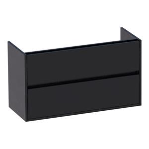 Saniclass Nexxt Small Wastafelonderkast - 100x39x55cm - 2 greeploze softclose lades - 1 sifonuitsparing - MFC - black wood 1452