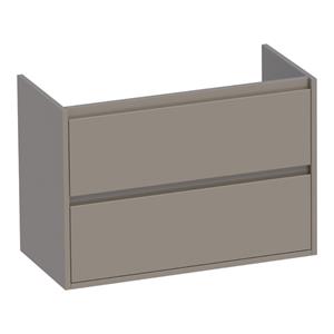 Saniclass New Future Small Wastafelonderkast - 80x39x55cm - 2 greeploze softclose lades - 1 sifonuitsparing - MDF - hoogglans taupe 1191