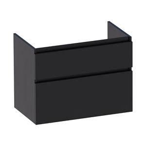 Saniclass Advance Wastafelonderkast - 80x46x60cm - 2 softclose greeploze lades - 1 sifonuitsparing - MFC - black wood OK-AD80BW