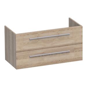 Saniclass EX WastafelOnderkast - 100x46x50cm - 2 softclose lades - zonder greep - 1 sifonuitsparing - MFC - legno calore 1330