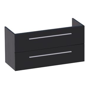 Saniclass EX Small WastafelOnderkast - 100x39x50cm - 2 softclose lades - zonder greep - 1 sifonuitsparing - MFC - black wood 10662