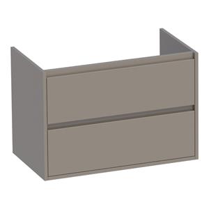 Saniclass New Future Wastafelonderkast - 80x46x55cm - 2 greeploze softclose lades - 1 sifonuitsparing - MDF - hoogglans taupe 1175