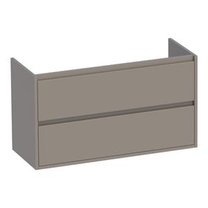 Saniclass New Future Small Wastafelonderkast - 100x39x55cm - 2 greeploze softclose lades - 1 sifonuitsparing - MDF - hoogglans taupe 1192