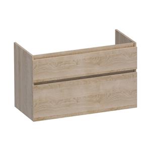 Saniclass Advance Wastafelonderkast - 100x46x60cm - 2 softclose greeploze lades - 1 sifonuitsparing - MFC - legno calore OK-AD100LC