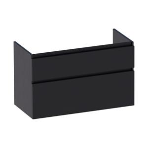 Saniclass Advance Wastafelonderkast - 100x46x60cm - 2 softclose greeploze lades - 1 sifonuitsparing - MFC - black wood OK-AD100BW