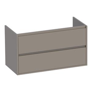 Saniclass New Future Wastafelonderkast - 100x46x55cm - 2 greeploze softclose lades - 1 sifonuitsparing - MDF - hoogglans taupe 1176