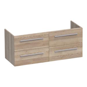 Saniclass EX WastafelOnderkast - 120x46x50cm - 4 softclose lades - zonder greep - 2 sifonuitsparingen - MFC - legno calore 1331