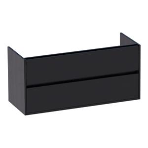 Saniclass Nexxt Wastafelonderkast - 120x46x55cm - 2 greeploze softclose lades - 2 sifonuitsparingen - MFC - black wood 1425