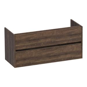 Saniclass Nexxt Wastafelonderkast - 120x46x55cm - 2 greeploze softclose lades - 1 sifonuitsparing - MFC - burned bark 1784