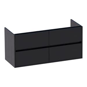 Saniclass Nexxt Wastafelonderkast - 120x46x55cm - 4 greeploze softclose lades - 2 sifonuitsparingen - MFC - black wood 1421