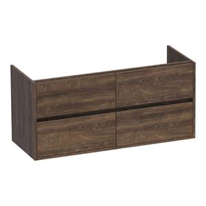 Saniclass Nexxt Wastafelonderkast - 120x46x55cm - 4 greeploze softclose lades - 2 sifonuitsparingen - MFC - burned bark 1786