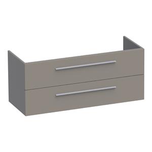 Saniclass EX WastafelOnderkast - 120x46x50cm - 2 softclose lades - zonder greep - 2 sifonuitsparingen - MDF - mat taupe 1264