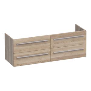 Saniclass EX WastafelOnderkast - 140x46x50cm - 4 softclose lades - zonder greep - 2 sifonuitsparingen - MFC - legno calore 1335