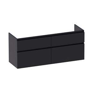 Saniclass Advance Wastafelonderkast - 140x46x60cm - 4 softclose greeploze lades - 2 sifonuitsparingen - en MFC - black wood OK-AD140BW