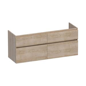 Saniclass Advance Wastafelonderkast - 140x46x60cm - 4 softclose greeploze lades - 2 sifonuitsparingen - en MFC - legno calore OK-AD140LC