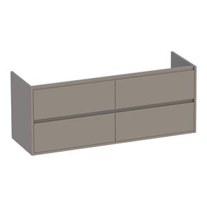 Saniclass New Future Wastafelonderkast - 140x46x55cm - 4 greeploze softclose lades - 2 sifonuitsparingen - MDF - hoogglans taupe 1173