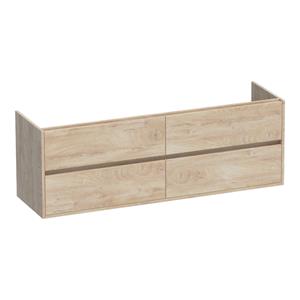 Saniclass Nexxt Wastafelonderkast - 160x46x55cm - 4 greeploze softclose lades - 2 sifonuitsparingen - MFC - sahara 1687