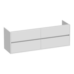 Saniclass Nexxt Wastafelonderkast - 160x46x55cm - 4 greeploze softclose lades - 2 sifonuitsparingen - MDF - hoogglans wit 1604