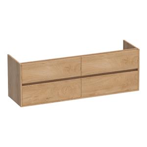 Saniclass Nexxt Wastafelonderkast - 160x46x55cm - 4 greeploze softclose lades - 2 sifonuitsparingen - MFC - nomad 1698