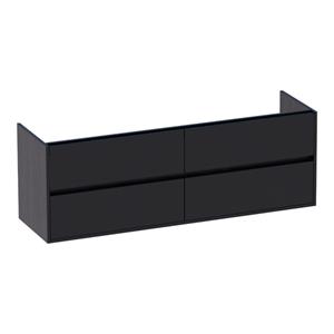 Saniclass Nexxt Wastafelonderkast - 160x46x55cm - 4 greeploze softclose lades - 2 sifonuitsparingen - MFC - black wood 1424