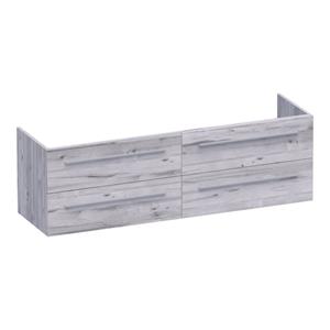 Saniclass EX WastafelOnderkast - 160x46x50cm - 4 softclose lades - zonder greep - 2 sifonuitsparingen - MFC - Birch OK-EX160BR