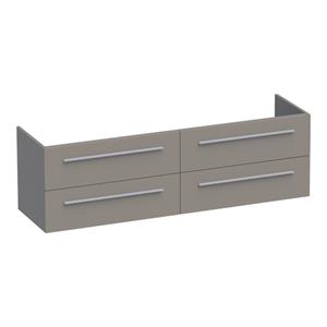 Saniclass EX WastafelOnderkast - 160x46x50cm - 4 softclose lades - zonder greep - 2 sifonuitsparingen - MDF - mat taupe 1267