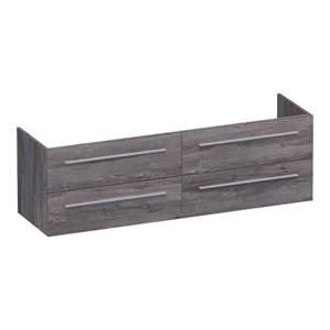 Saniclass EX WastafelOnderkast - 160x46x50cm - 4 softclose lades - zonder greep - 2 sifonuitsparingen - MFC - grey Canyon OK-EX160GC