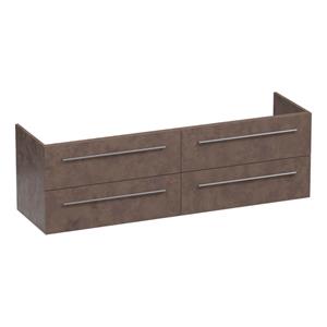 Saniclass EX WastafelOnderkast - 160x46x50cm - 4 softclose lades - zonder greep - 2 sifonuitsparingen - MFC - Rusty OK-EX160RU