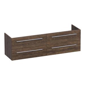 Saniclass EX WastafelOnderkast - 160x46x50cm - 4 softclose lades - zonder greep - 2 sifonuitsparingen - MFC - burned bark 1371