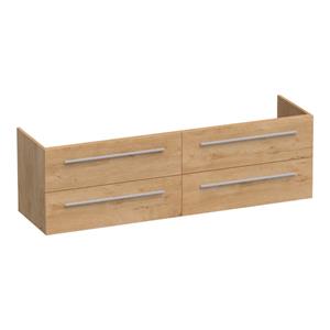 Saniclass EX WastafelOnderkast - 160x46x50cm - 4 softclose lades - zonder greep - 2 sifonuitsparingen - MFC - nomad 1310