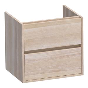 Saniclass Nexxt Wastafelonderkast - 60x46x55cm - 2 greeploze softclose lades - 1 sifonuitsparing - hout - white oak 1071WOG