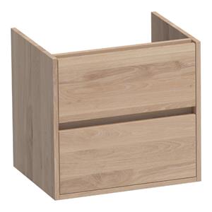 Saniclass Nexxt Wastafelonderkast - 60x46x55cm - 2 greeploze softclose lades - 1 sifonuitsparing - hout - Smoked oak 1071SOG