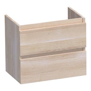 Saniclass Solution Small Wastafelonderkast - 60x39x50cm - 2 softclose greeploze lades - 1 sifonuitsparing - hout - white oak OK-MES60SWO