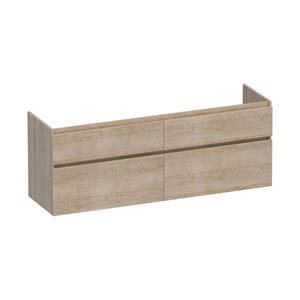 Saniclass Advance Wastafelonderkast - 160x46x60cm - 4 softclose greeploze lades - 2 sifonuitsparingen - en MFC - legno calore OK-AD160LC