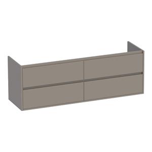 Saniclass New Future Wastafelonderkast - 160x46x55cm - 4 greeploze softclose lades - 2 sifonuitsparingen - MDF - hoogglans taupe 10613