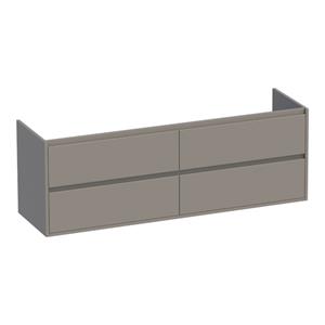 Saniclass New Future Wastafelonderkast - 160x46x55cm - 4 greeploze softclose lades - 2 sifonuitsparingen - MDF - mat taupe 1571