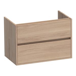 Saniclass Nexxt Wastafelonderkast - 80x46x55cm - 2 greeploze softclose lades - 1 sifonuitsparing - hout - Smoked oak 1072SOG