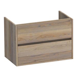 Saniclass Nexxt Wastafelonderkast - 80x46x55cm - 2 greeploze softclose lades - 1 sifonuitsparing - hout - Vintage oak 1072VOG