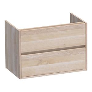 Saniclass Nexxt Wastafelonderkast - 80x46x55cm - 2 greeploze softclose lades - 1 sifonuitsparing - hout - white oak 1072WOG