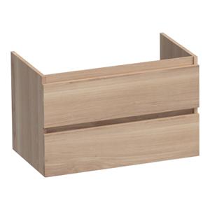 Saniclass Solution Wastafelonderkast - 80x46x50cm - 2 softclose greeploze lades - 1 sifonuitsparing - hout - Smoked oak OK-MES80SO