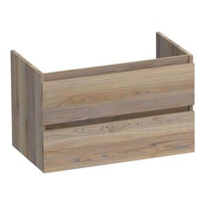 Saniclass Solution Wastafelonderkast - 80x46x50cm - 2 softclose greeploze lades - 1 sifonuitsparing - hout - Vintage oak OK-MES80VO