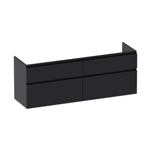 Saniclass Advance Wastafelonderkast - 160x46x60cm - 4 softclose greeploze lades - 2 sifonuitsparingen - en MFC - black wood OK-AD160BW