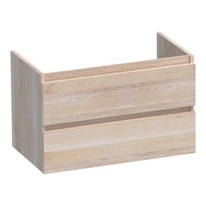 Saniclass Solution Wastafelonderkast - 80x46x50cm - 2 softclose greeploze lades - 1 sifonuitsparing - hout - white oak OK-MES80WO