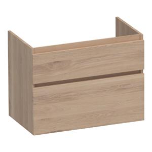 Saniclass Advance Wastafelonderkast - 80x46x60cm - 2 softclose greeploze lades - 1 sifonuitsparing - doorlopende lamellen - geborsteld hout - Smoked oak OK-MEA80SO