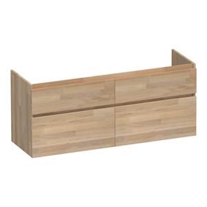 Saniclass Advance Wastafelonderkast - 140x46x60cm - 4 softclose greeploze lades - 2 sifonuitsparingen - hout - grey oak OK-NWA140GO