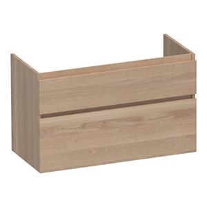 Saniclass Advance Wastafelonderkast - 100x46x60cm - 2 softclose greeploze lades - 1 sifonuitsparing - doorlopende lamellen - geborsteld hout - Smoked oak OK-MEA100SO