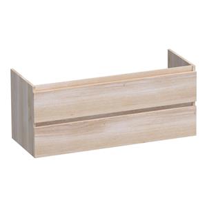 Saniclass Solution Wastafelonderkast - 120x39x50cm - 2 softclose greeploze lades - 2 sifonuitsparing - hout - white oak OK-MES1202WO